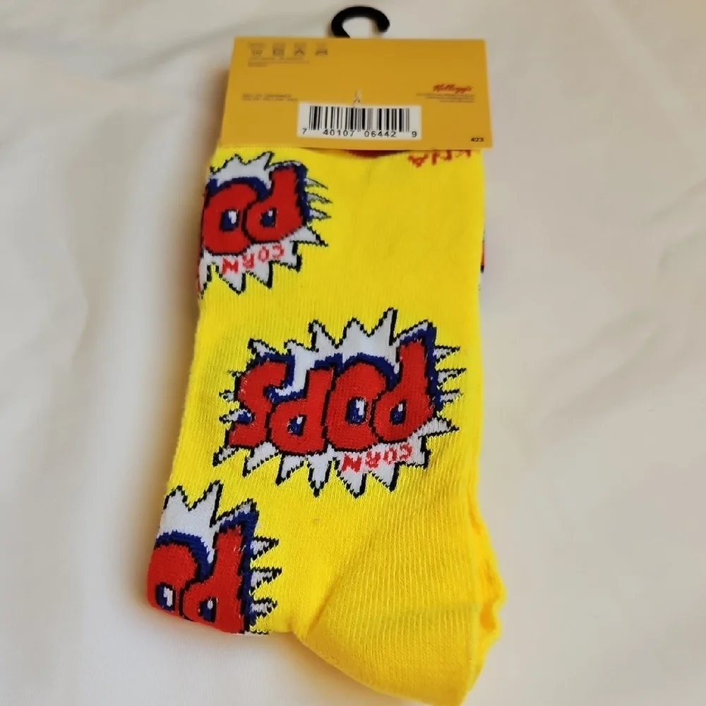 KELLOGS CORN POPS Mens Graphic Crew Socks 6-12 NWT